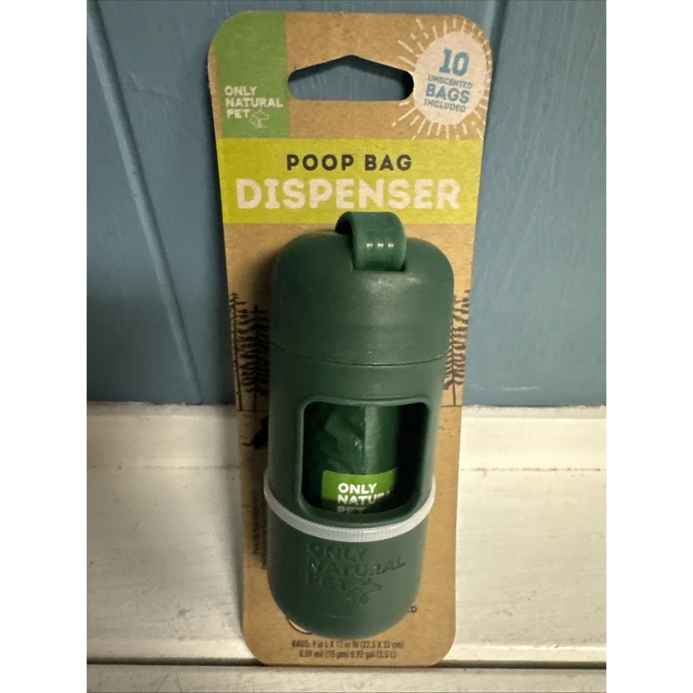 Only Natural Pet Dog Poop Bags Dispenser‎ w/ Clip + 10 Unscented Poop Waste Bags